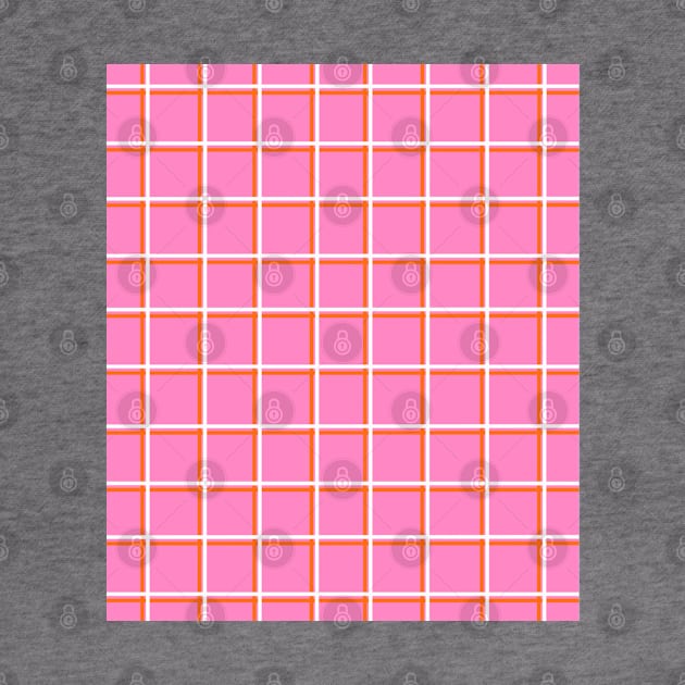 Bright Pink with Orange Squares Grid by OneThreeSix